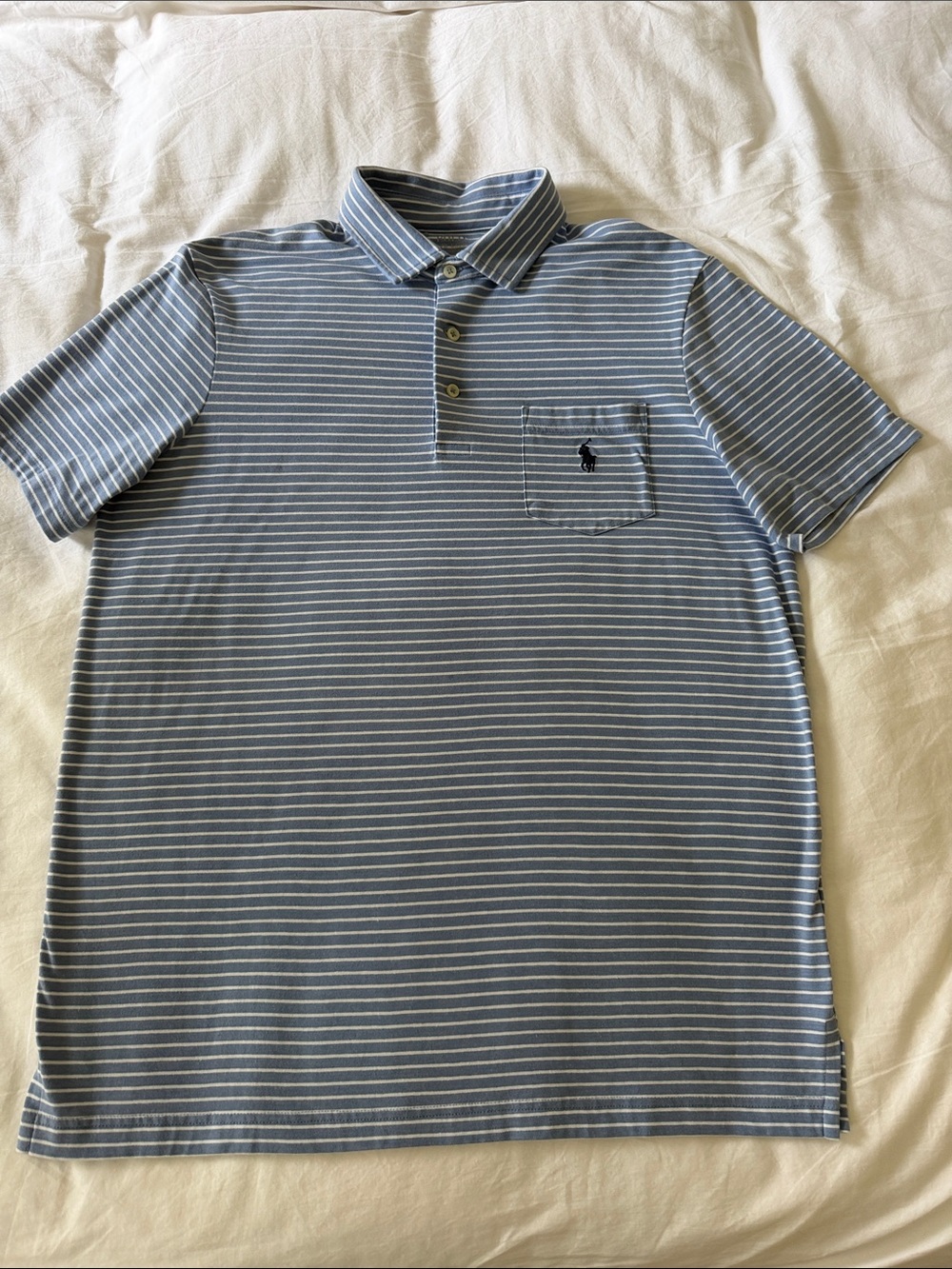 Polo by Ralph Lauren Light Blue and White Striped Polo